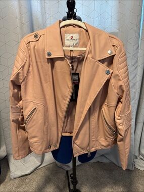 Urban Republic Women's Dusty Blush Faux Leather Moto Jacket